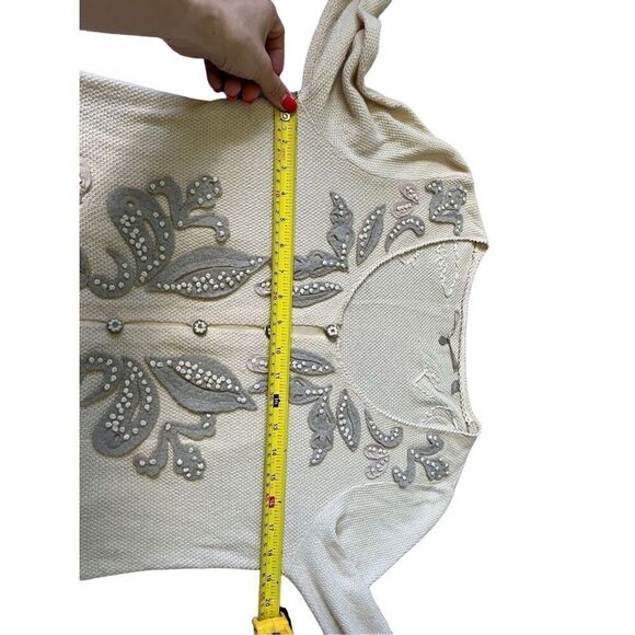 Anthropologie Knitted & Knotted Ardennes Cardigan Sweater Embellished Applique s - Picture 5 of 10